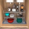 Silicone Under Sink Mat for Cabinet 34x22in Sink Cabinet Protector Mat Kitchen Bathroom Cabinet Liner with Drain Hole Hold Up to 3 Callons Liquid